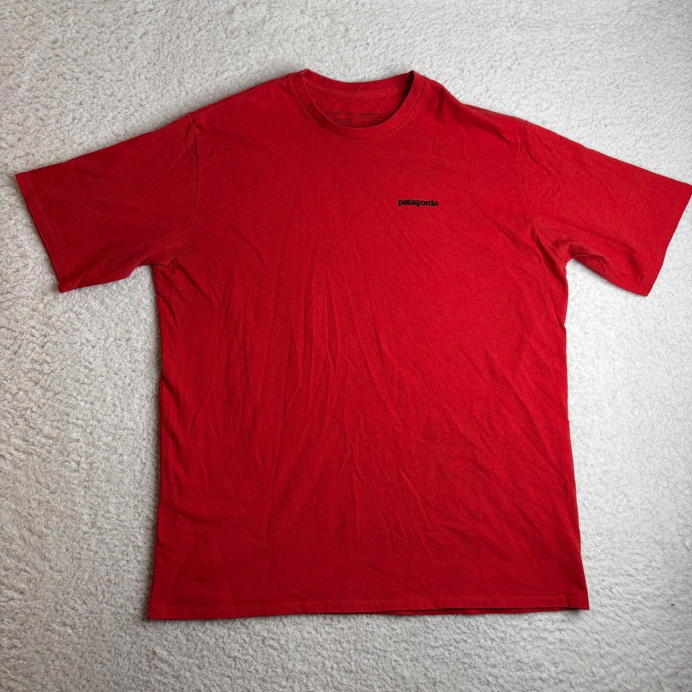 Patagonia Mens Responsibili-Tee P-6 Logo Graphic T-Shirt Red XL Regular Fit